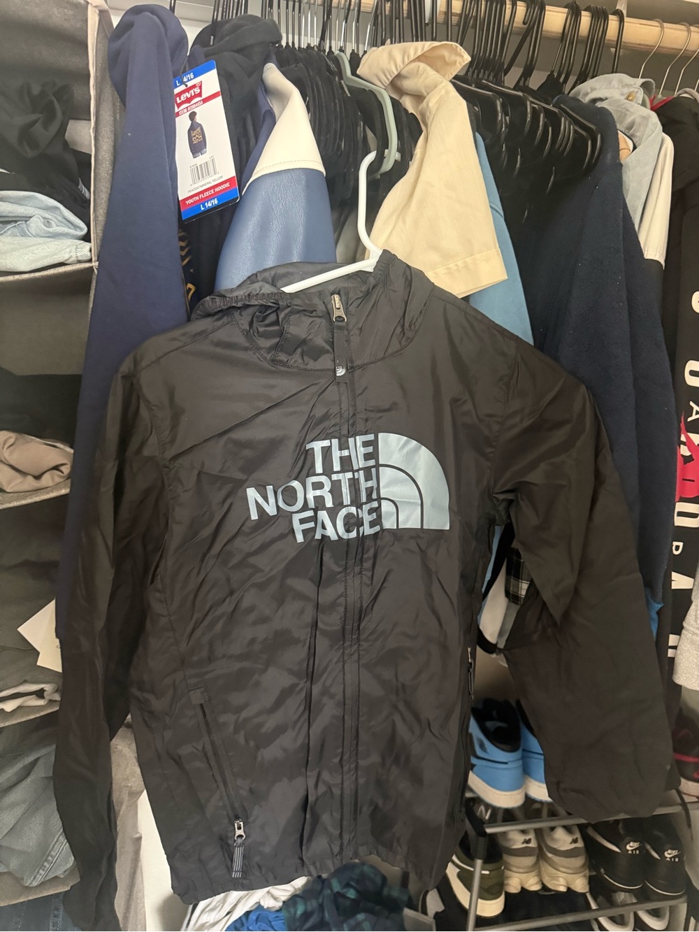 The North Face Black Men's Hooded Windbreaker with Reflective Logo